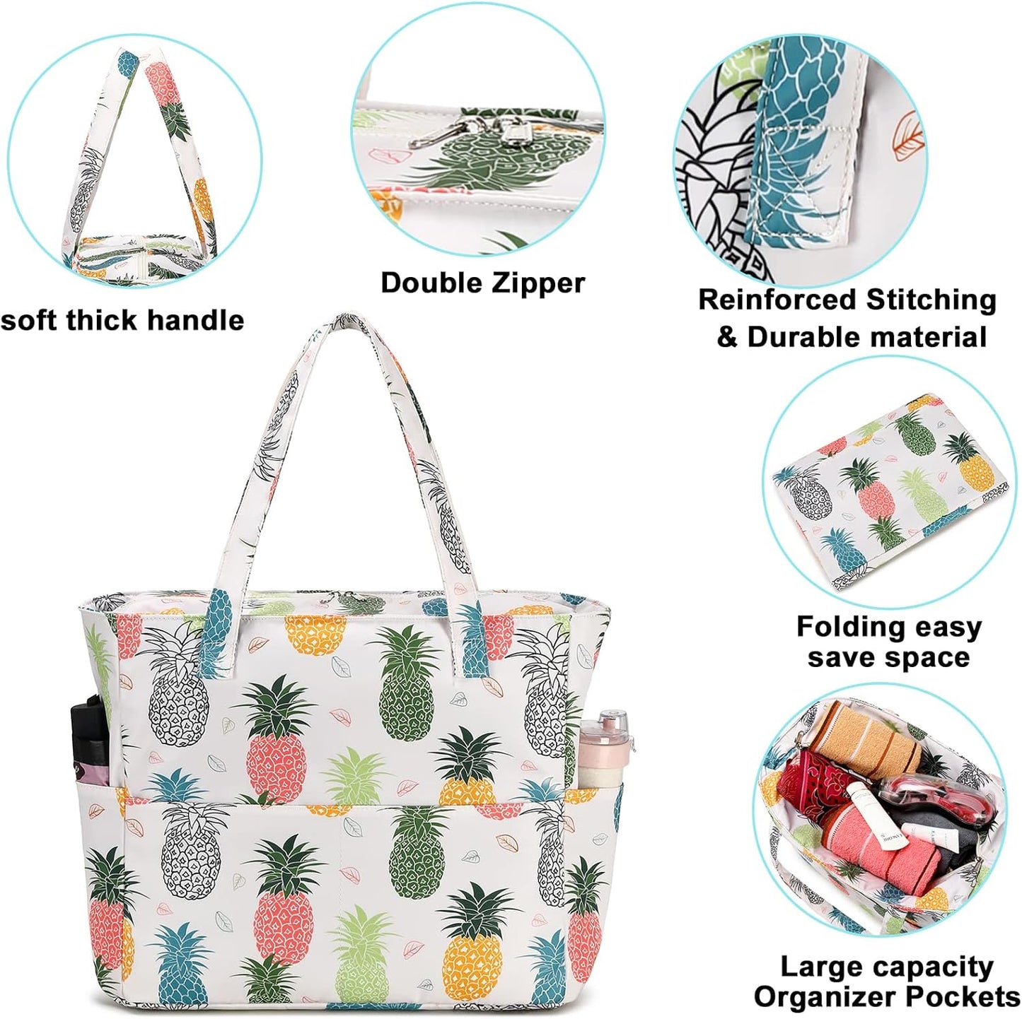 Waterproof Beach Tote Pool Bags for Women Ladies Extra Large Gym Tote Carry On Bag With Wet Compartment for Weekender Travel