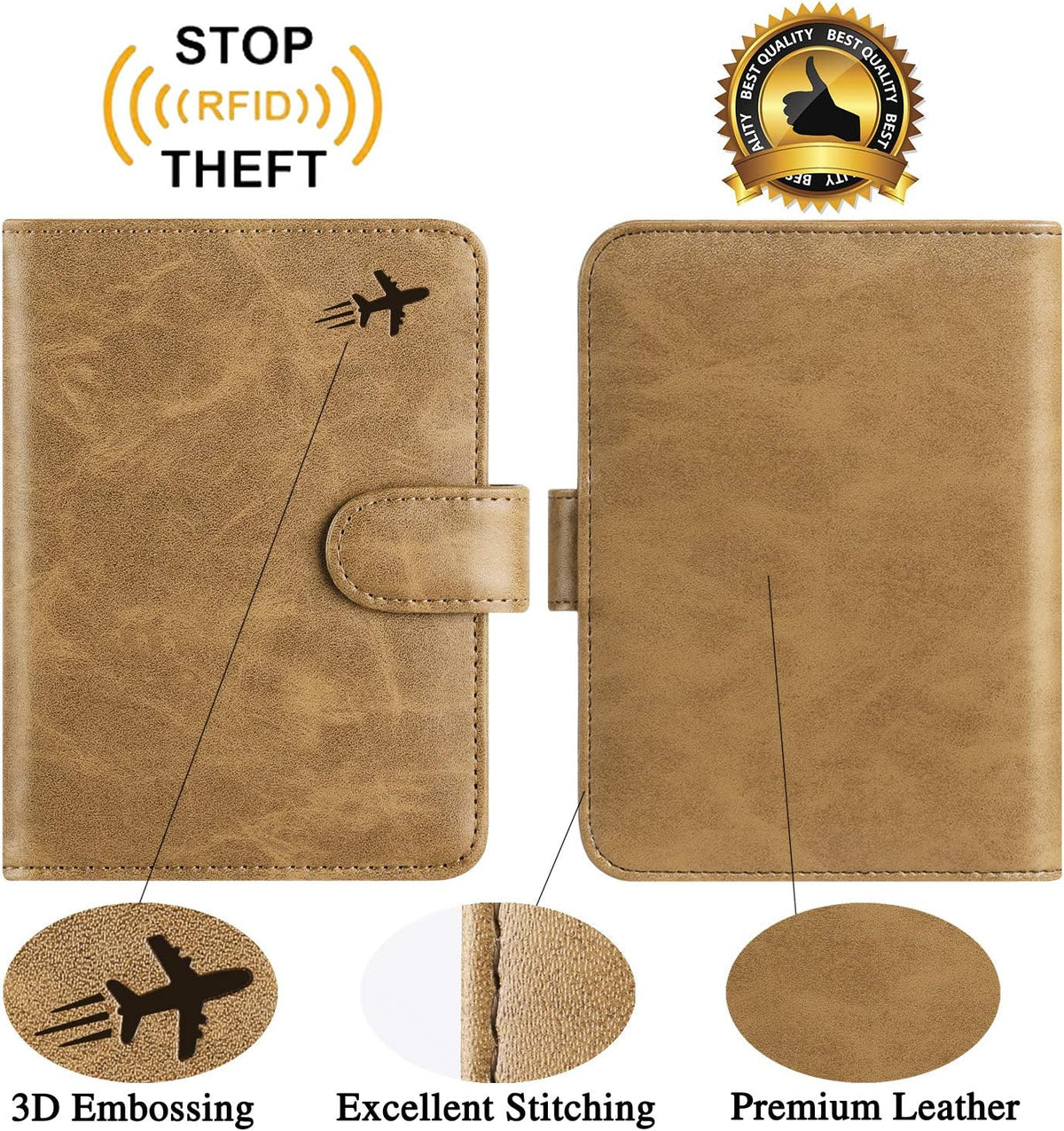 Passport Holder Cover Wallet RFID Blocking Leather Card Case Travel Accessories for Women Men (#Brown)