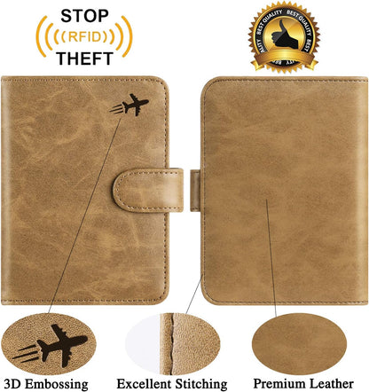 Passport Holder Cover Wallet RFID Blocking Leather Card Case Travel Accessories for Women Men (#Brown)