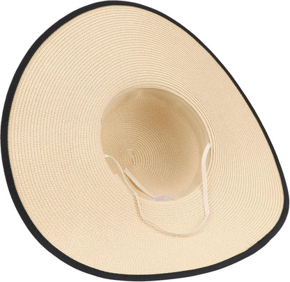 DRESHOW Beach Hats for Women Big Straw Wide Brim Summer Hat Floppy Foldable Roll up Cap Sun Hat UPF 50+