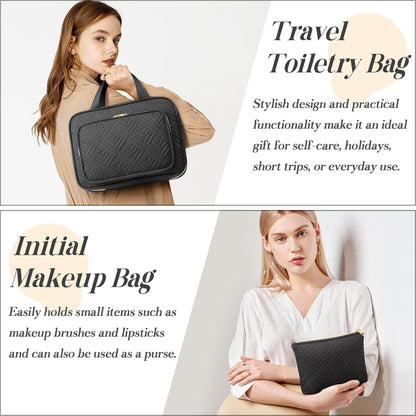 Personalized Gifts for Women, Initial Toiletry Bag Hanging Travel Organizer & Makeup Cosmetic Bag with Embroidery Letter Teacher Appreciation Gift Birthday Mothers Day Gifts for Mom Wife Friend Sister