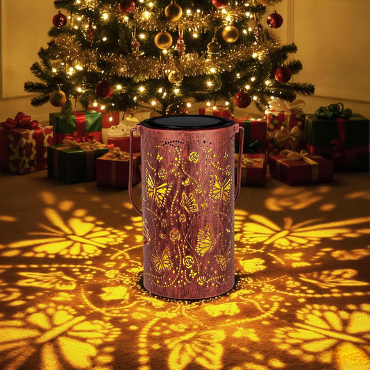 Homemory Butterfly Solar Lanterns Lights Outdoor Waterproof, Hollowed-Out Metal Decor Lantern, Gifts for Women, LED Solar Lights Metal Decoration Outside for Yard, Patio, Backyard, Porch, Lawn