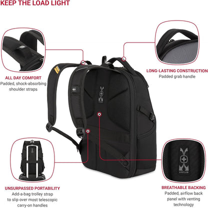 SwissGear Mini 1900 Scansmart Slim Version Laptop Backpack, Black/Gold, 16-Inch