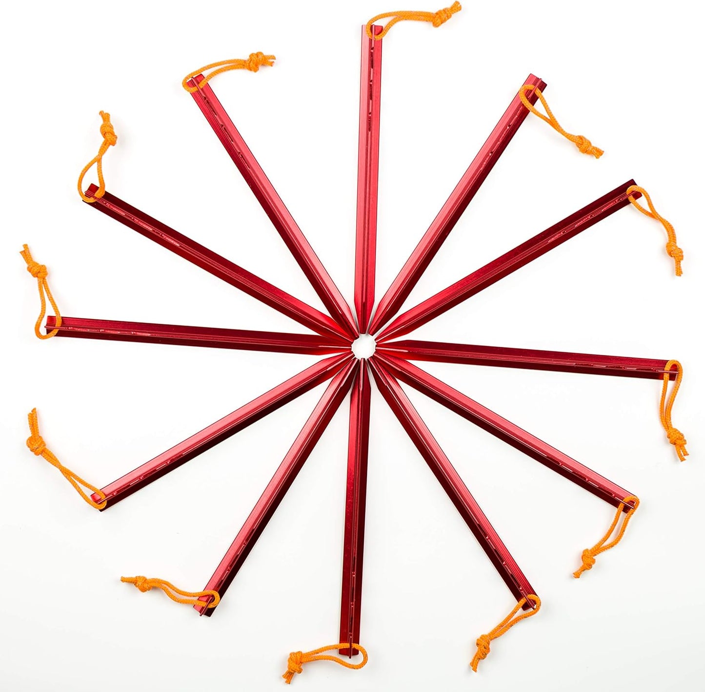 Aluminum Alloy Tent Stakes Pegs, 12-Pack Aluminum Ground Pegs with Reflective Pull Ropes, Lightweight Metal Stakes Pegs for Camping Tents Hammocks