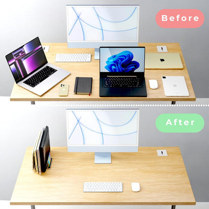 Adjustable Laptop Stand, 5 Slots, Aluminum Space-Saving, for Apple MacBook/Surface/Galaxy/Tablet/iPad/iPhone, Silver