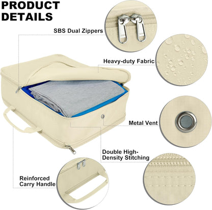 Compression Packing Cubes for Travel Essentials, 2 Pack Expandable Travel Cubes for Packing Bags Suitcase Organizer, Beige
