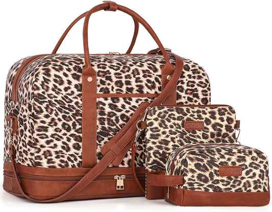 Weekender Bag for Women Canvas Overnight Bag Large Travel Tote Bag Carry on Shoulder Duffle Bag With Shoe Compartment,Perfect for Travel/Daily Use/Birthday Gift …