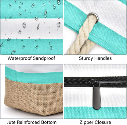 Becokan Beach Bag Initial Beach Tote with Makeup Bag for Travel Work Storage Personalized Birthday Gifts for Women Her