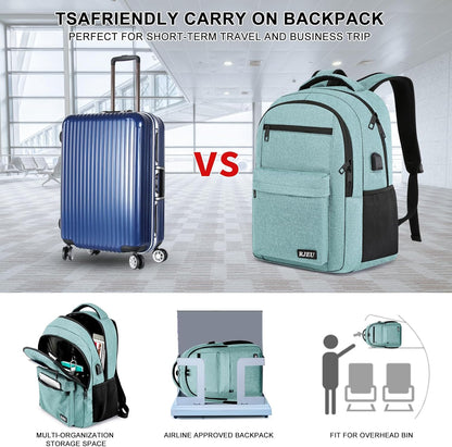 School Backpack for Teen Girls & College Students - 15.6 Inch Laptop Backpack with USB Charging Port, Ergonomic Anti-Theft Design for University, High School, Work, Teal