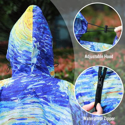 SaphiRose Rain Poncho Jacket Coat Hooded for Adults with Pockets