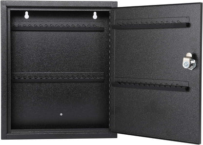 KYODOLED Key Storage Lock Box with Key, Locking Key Cabinet, 60 Key Management Wall Mount with Key Lock, Key Hooks & Tags Key Labels, 2.5" D x 10.2" W x 12.1" H (Black,60 Key)