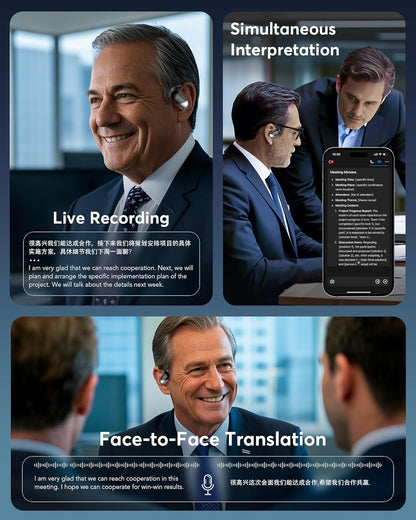 AI Translation Earbuds Real Time, 3-in-1 Translator Earbuds 144 Languages & Accents, Audifonos Traductores Inglés Español,Open Ear Wireless Headphones with Charging Case fit iOS & Android