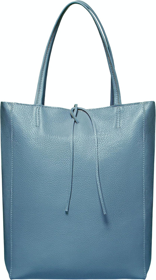 Italian Calf Leather Tote for Women with Zipper, Inner Pocket & Flat Base | Soft Unlined Shopper for Work & Travel