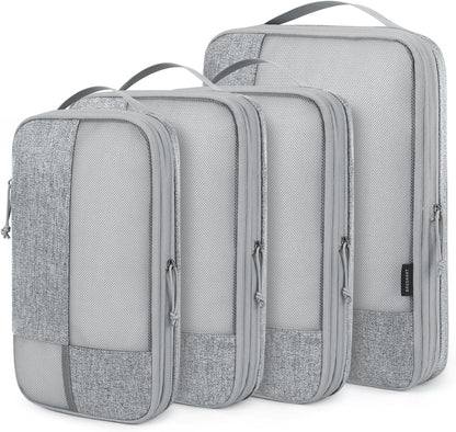 BAGSMART Compression Packing Cubes for Travel, 6 Set Packing Cubes for Carry on Suitcases, Compression Travel Cubes & Suitcase Organizer for Packing with Shoe Bag Grey