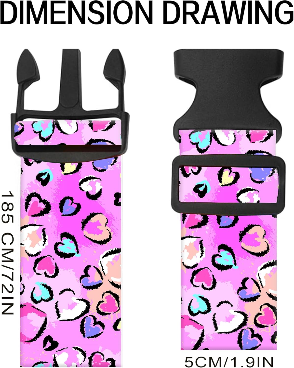 Luggage Straps for Suitcases, Adjustable Travel Belt, Durable Wide Luggage Strap, Cute Suitcase Strap Identifiers with Buckle, Bag Straps for Luggage, Cute Purple Leopard