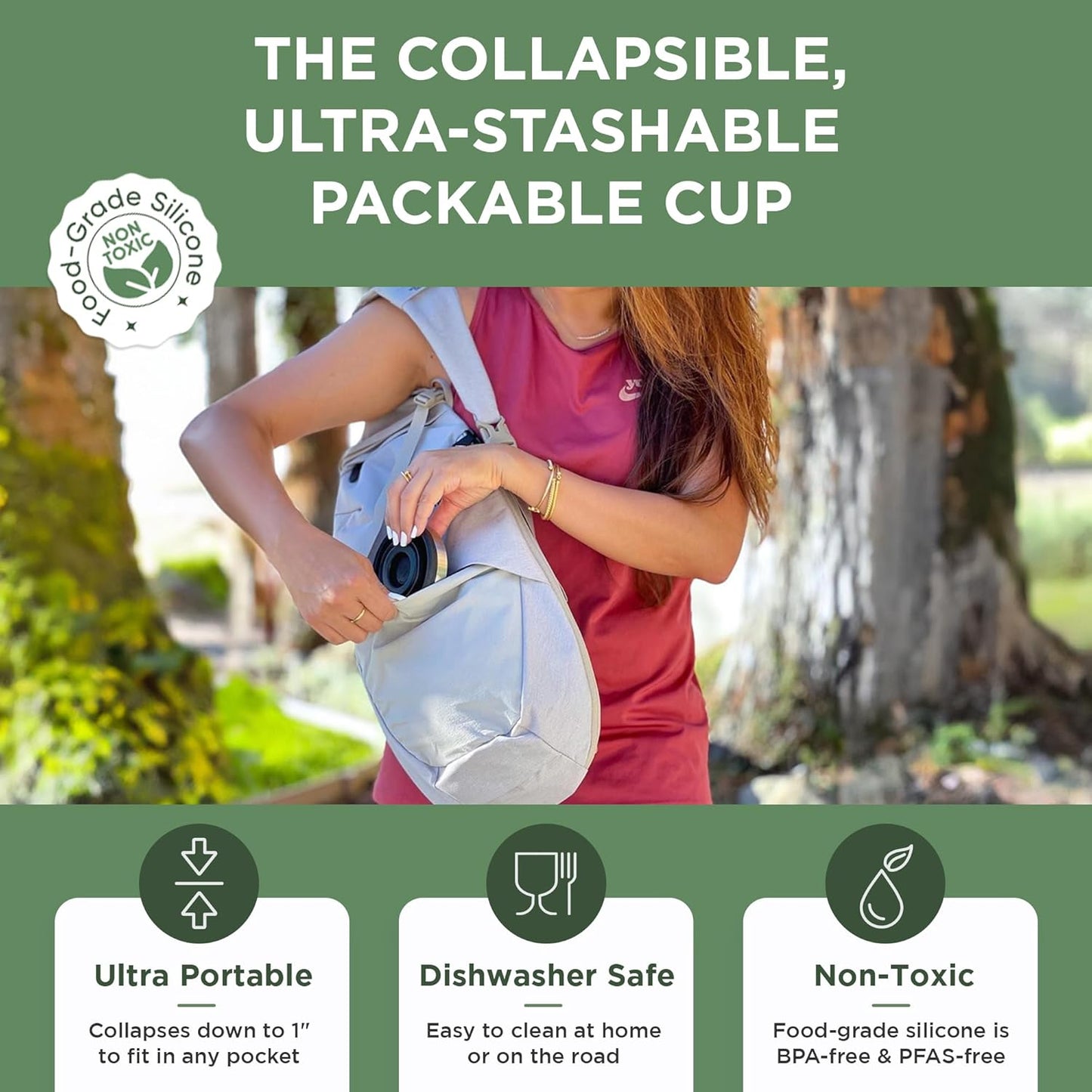 HYDAWAY 16oz Collapsible Pint - BPA-Free Silicone Cup with Stainless Steel Rim - Reusable, Packable, and Durable for Camping, Travel & Everyday Use
