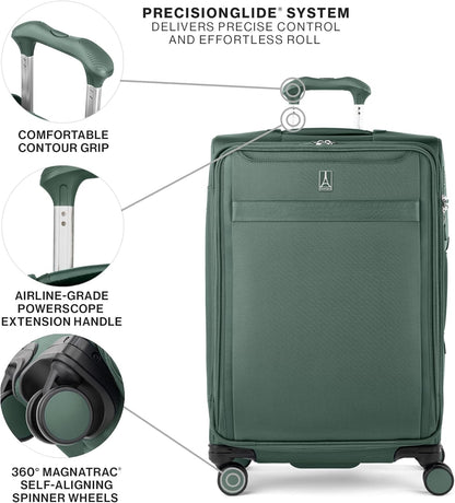 Travelpro VersaPack+ Lightweight Softside Expandable Checked Luggage, 8 Spinner Suitcase, TSA Lock, Men and Women, Checked Medium 25-Inch, Desert Sage Green