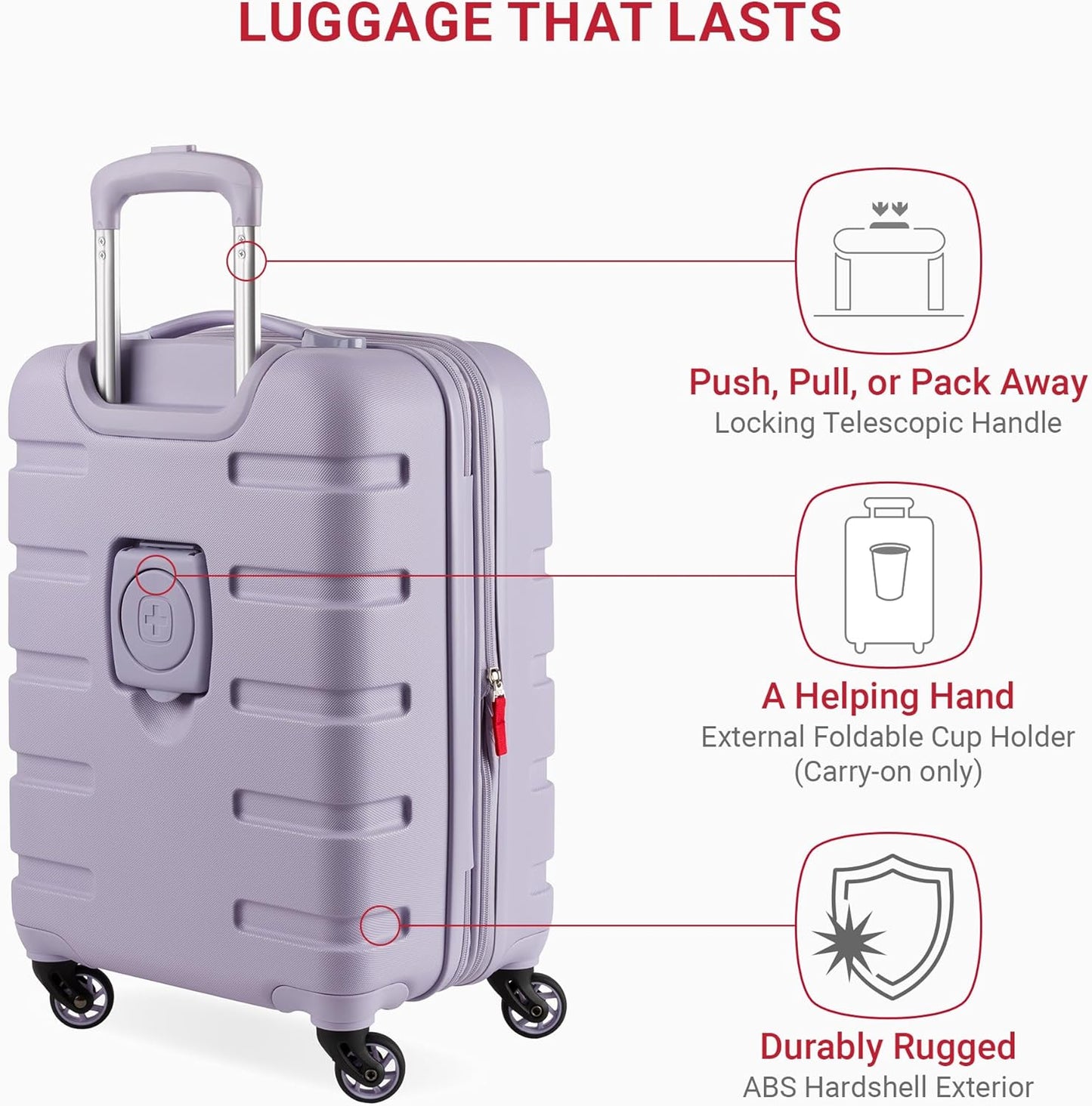 SwissGear 7366 Hardside Expandable Luggage with Spinner Wheels, Evening Haze, Carry-On 19-Inch