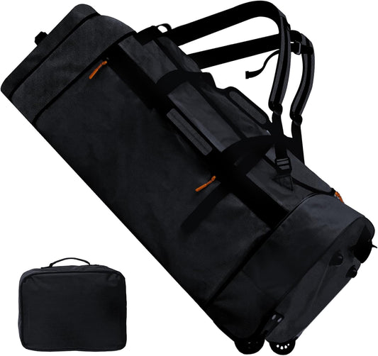 110L/120L Rolling Duffel Bag with Wheels - 28" No-Sag Design for Heavy Loads, Waterproof Travel Duffel w/Shoulder Straps and Dividers, Foldable Lightweight Design for Camping/Cargo/Air Travel