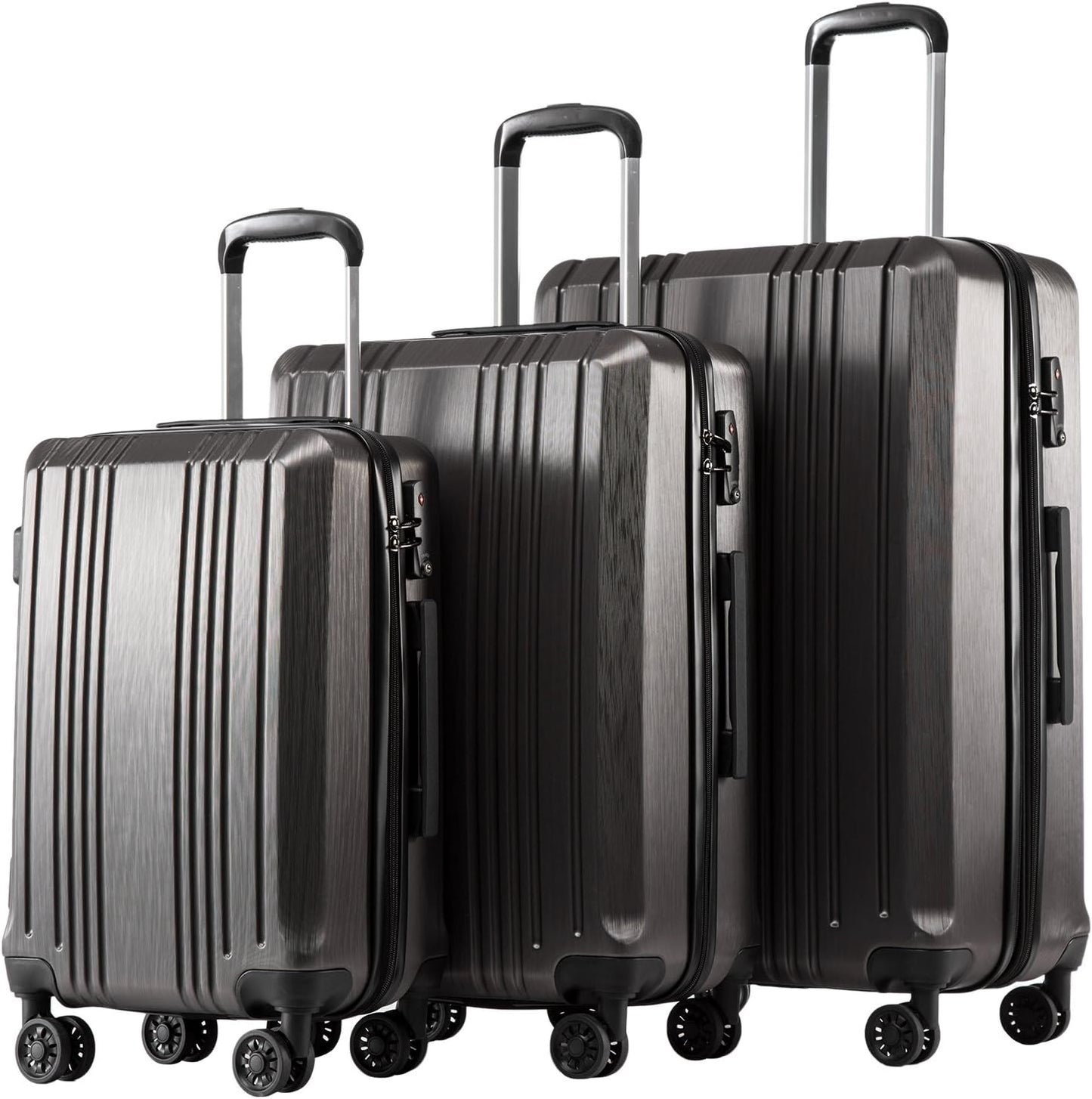 Coolife Luggage Expandable Suitcase PC+ABS 3 Piece Set with TSA Lock Spinner 20in24in28in