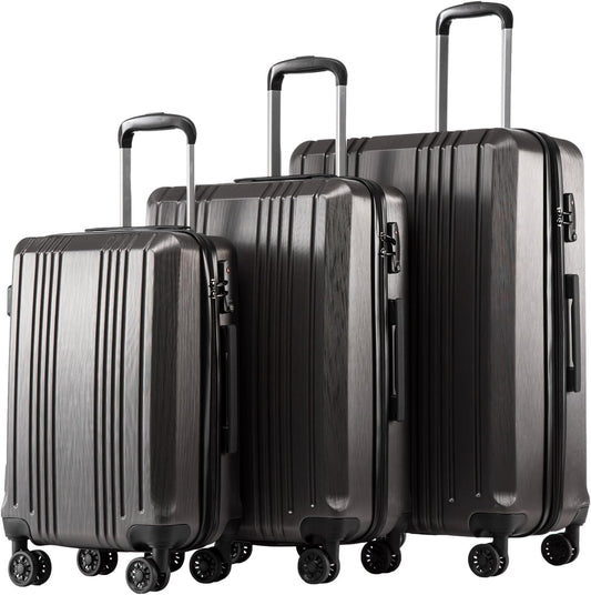 Coolife Luggage Expandable Suitcase PC+ABS 3 Piece Set with TSA Lock Spinner 20in24in28in
