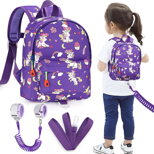 Accmor Toddler Harness Backpack Leash, Cute Baby Unicorn Backpacks with Anti Lost Wrist Link, Adorable Mini Child Backpack Leashes for Walking, Keep Kids Close Backpack Rope Tether Rein for Girls