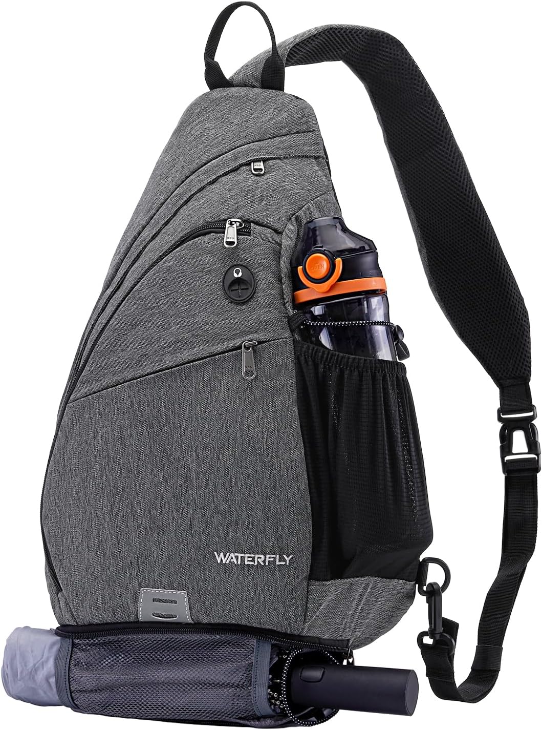 WATERFLY Large Crossbody Sling Bag: Over Shoulder Backpack Daypack Casual Cross Chest Side Pack