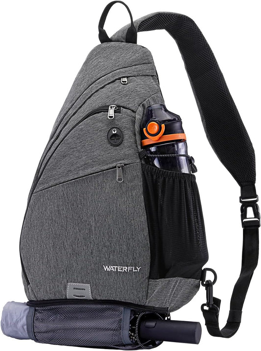 WATERFLY Large Crossbody Sling Bag: Over Shoulder Backpack Daypack Casual Cross Chest Side Pack