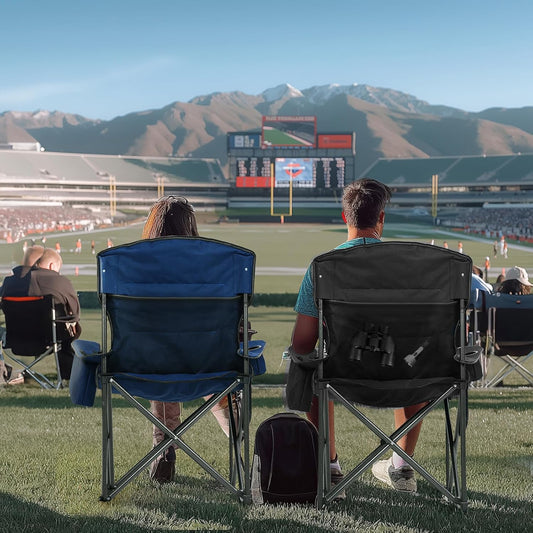 Overmont Oversized Folding Camping Chair - 450lbs Support with Padded Cushion Cooler Pockets - Heavy Duty Collapsible Chairs for Sports Garden Beach Fishing