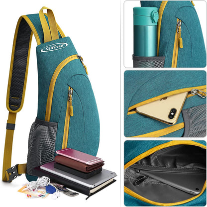 G4Free Sling Bag for Men Women, Small Crossbody Backpack Lightweight Chest Shoulder Bags for Travel, Outdoor and Sports (Teal Green)