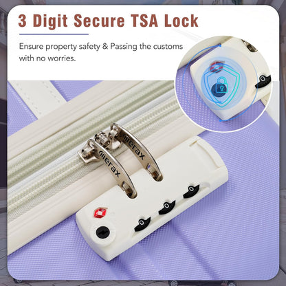 Merax Suitcase Set 24 inches Expandable Luggage with TSA Lock Spinner Wheels Hardshell Lightweight Vintage Luggage with Travel Bag,Purple