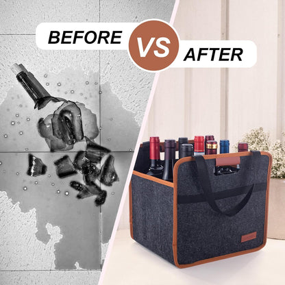9 Bottle Wine Tote Bag, Insulated Thermal Padded Wine Carrier Tote, Reusable Wine Bags for Travel, Camping and Picnic, Perfect Wine Lover Gift