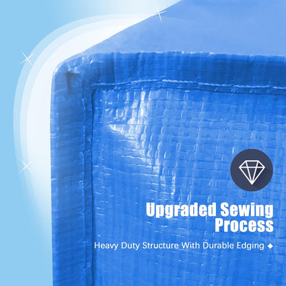 12 Pack Large Strong Moving Bags with Zippers & Carrying Handles - Water-Resistant - Heavy Duty Storage Tote for Space Saving, Fold Flat, Alternative to Moving Box (Sky Blue)