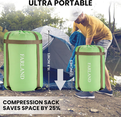 FARLAND Sleeping Bags 30℉ for Adults Teens Kids with Compression Sack Portable and Lightweight for 3-4 Season Camping, Hiking,Waterproof, Backpacking and Outdoors