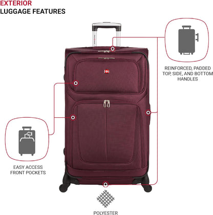 SwissGear Sion Softside Expandable Luggage, Merlot, 2-Piece Set (21/29)
