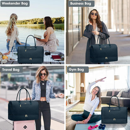 Travel Weekender Bags for Women - Duffle Bag Women with Shoe Compartment Carry On Overnight Bag with Toiletry Bag Duffel Bags with Wet Pocket for Gym Hospital Bags for Labor and Delivery Peacock Blue