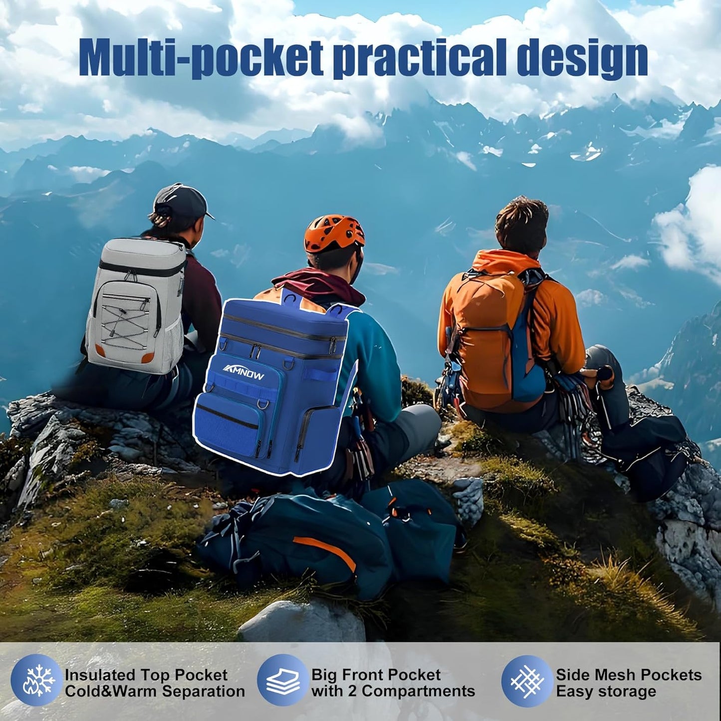 Backpack Cooler Insulated Leak Proof for Men Women 50 Cans Soft Cooler Backpack Insulated Waterproof Large Capacity Coolers Bag Portable for Lunch Camping Travel Picnic Hiking