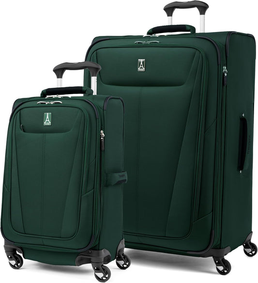Travelpro Maxlite 5 Softside Expandable 2-Piece Luggage Set — Carry-On and Large Checked Luggage — Forest Green