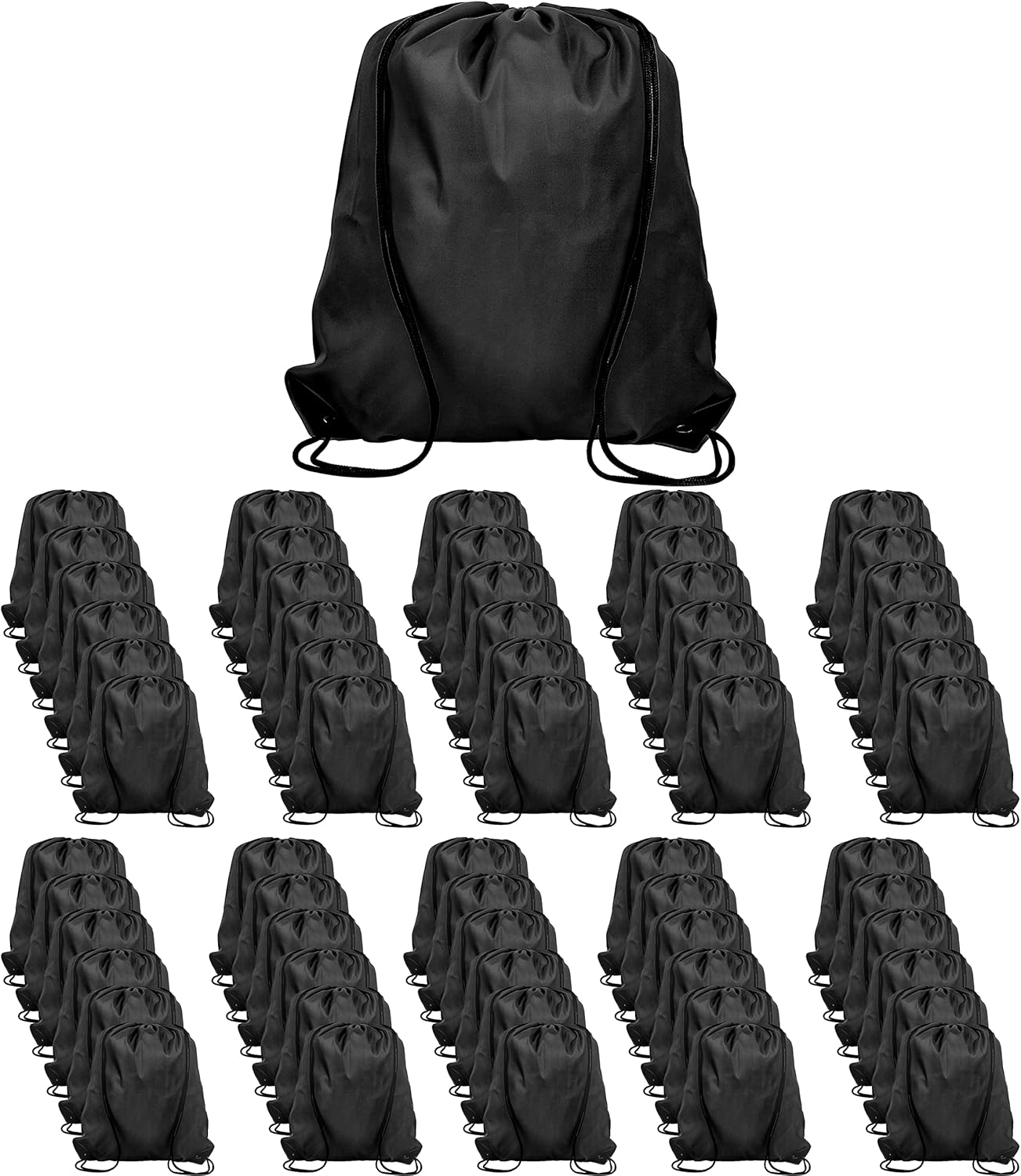 60 Pieces Drawstring Backpack Bags Sports Sackpack Bulk Cinch Gym Bag For Women Men Outdoor Sports Backpack(Black)