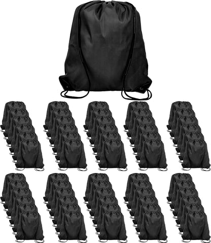 60 Pieces Drawstring Backpack Bags Sports Sackpack Bulk Cinch Gym Bag For Women Men Outdoor Sports Backpack(Black)