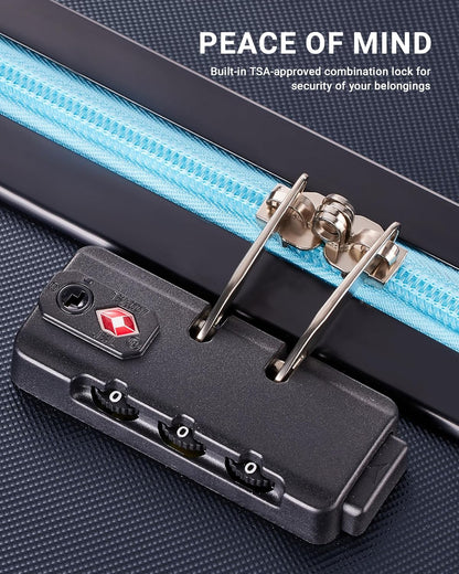 28 inch Luggage Hardside and Lightweight Suitcase with Spinner Wheels TSA Lock for Travel Business,Blue With Dark Blue