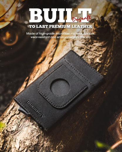 DUGRAFT Pop Up Wallet with AirTag Holder, RFID Blocking Air Tag Wallet with Money Clip Smart Credit Card Holder Wallet for Men(AirTag Not Included)