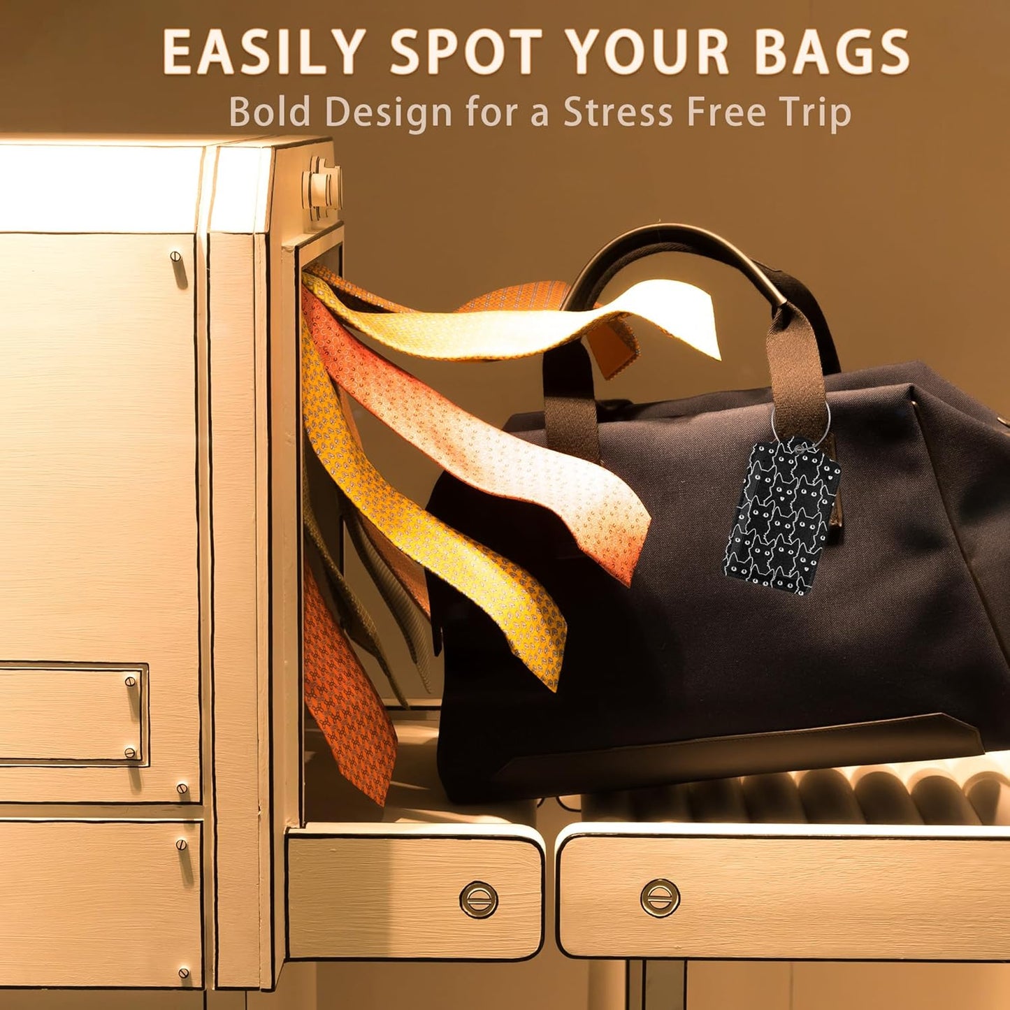 2 Pcs Luggage Tags for Suitcase,Cute Cat Luggage Tag Name Id Labels with Privacy Cover for Travel Backpack Women Men