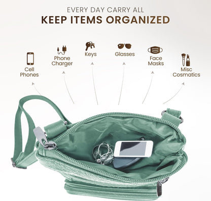 Krediz leather Crossbody Purses for Women, Multi Pocket Crossbody Purse with Adjustable Strap, Soft & Durable Leather Purse