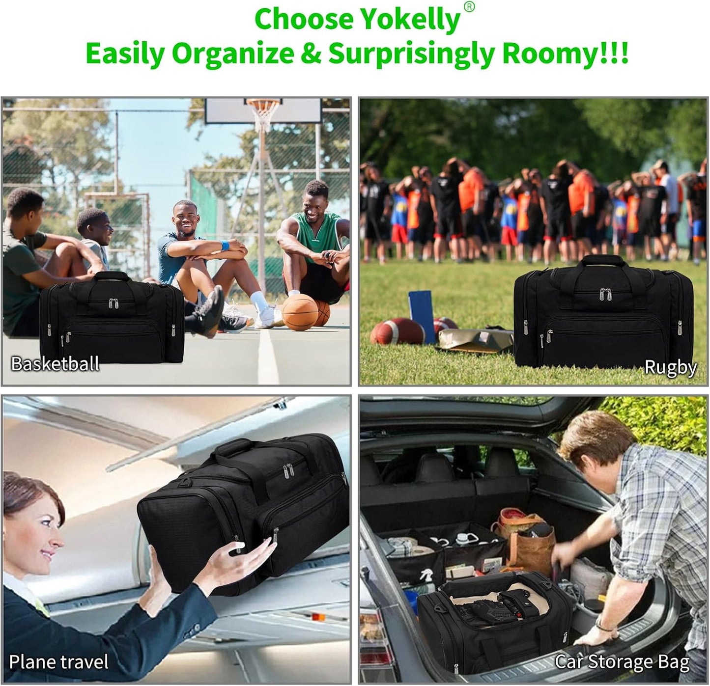 Sports Duffel Bag 20 inch for Travel Gym - Black