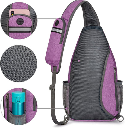 G4Free Sling Bag RFID Blocking Sling Backpack Crossbody Chest Bag Daypack for Hiking Travel(Light Purple)
