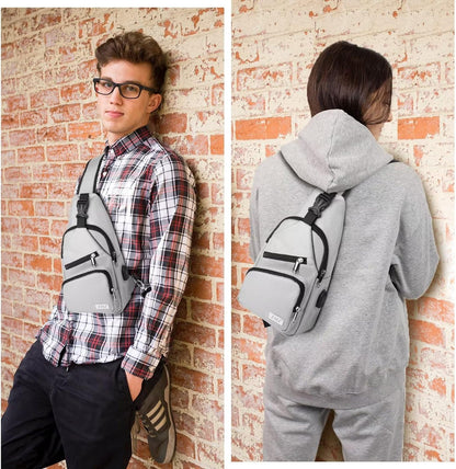 AMJ Crossbody Sling Bag Men Women, Casual Shoulder Backpack, Chest Daypack Satchel for Hiking Travel