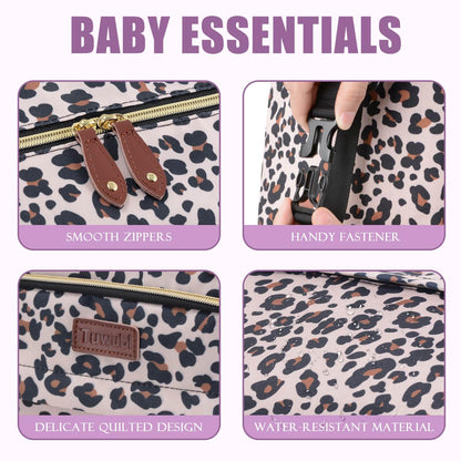 Tuwubi Diaper Bag Tote,Baby Diaper Bag with Pacifier Case Large Travel Diaper Tote Caddy for Mom and Dad Multifunction Large Baby Bag - M-Leopard Print