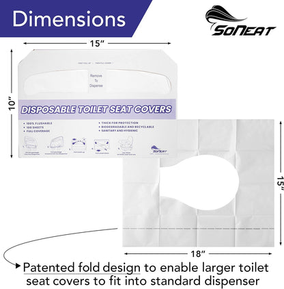 Disposable Toilet Seat Cover - 400 Sheets of XL Half Fold Flushable Toilet Seat Covers for Commercial, Public Facilities and Potty Training, Premium Toilet Paper Cover, Regular (4 Pack)