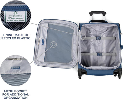 Travelpro Maxlite 5 Softside Expandable Carry-On Luggage with Spinner Wheels, Lightweight, 19-Inch — Ensign Blue